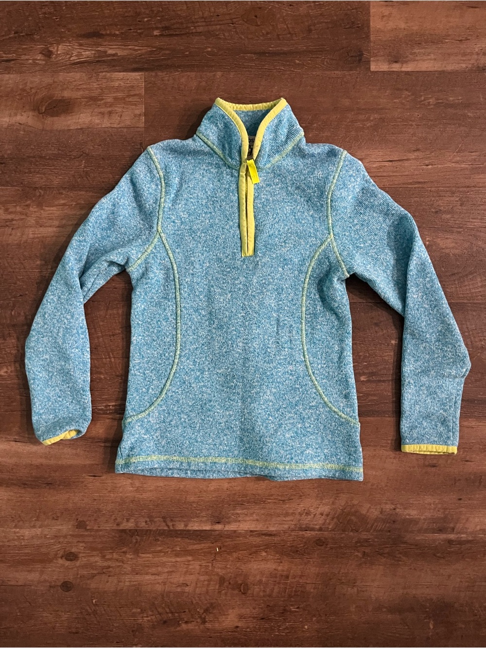 Lands' End Light Blue Fleece Half-Zip with Green Trim